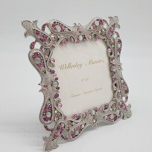 Wellesley Manor 4x4 Silver Photo Frame With Genuine Austrian Crystals & Cat Eye